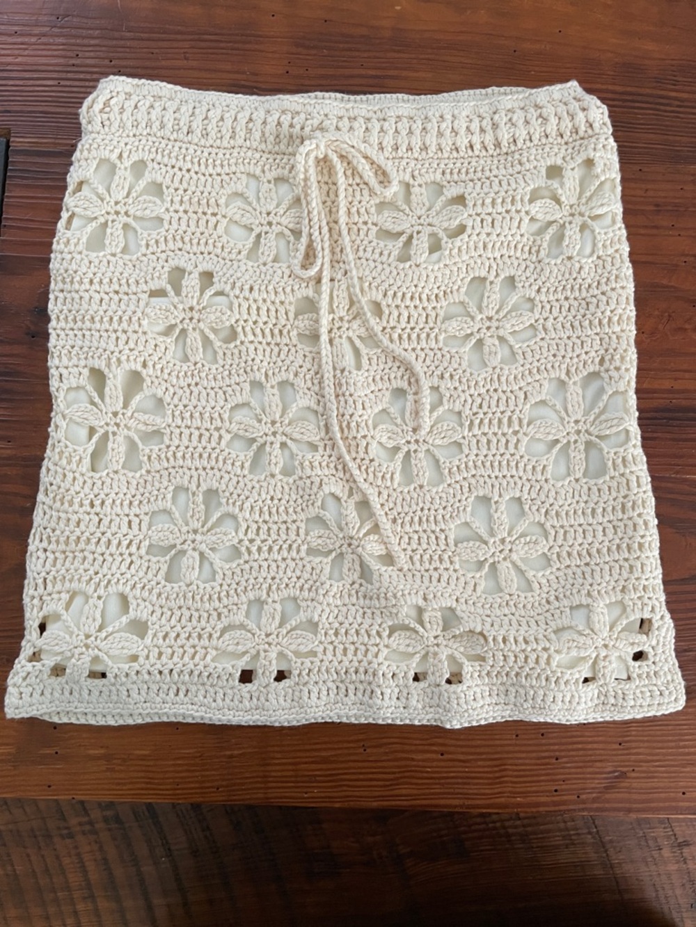 Mable Crochet Set—Top and Skirt. Floral. Cream. Small. - Picture 7 of 14